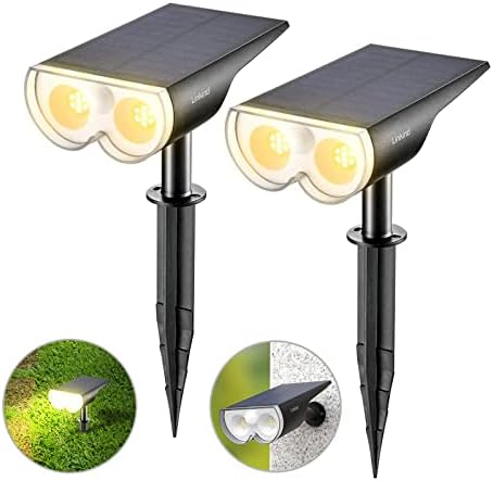 Linkind Solar Lights Outdoor, 16-LED Super Bright Motion Sensor Landscape Spotlights 650LM, Warm White 3000K, 2-in-1 IP67 Waterproof Solar Security Lights for Garden, Patio, Yard, Pack of 2