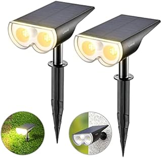 Linkind Solar Lights Outdoor, 16-LED Super Bright Motion Sensor Landscape Spotlights 650LM, Warm White 3000K, 2-in-1 IP67 Waterproof Solar Security Lights for Garden, Patio, Yard, Pack of 2