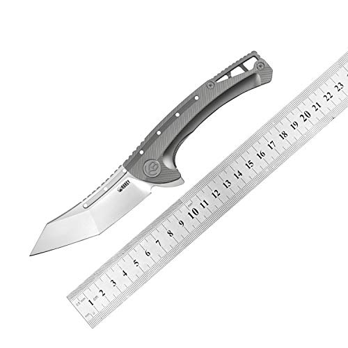 Kubey Kb255 Outdoor Folding Knife 3.5" Aus10 Blade & Ti-Handle With Anodized Pocket Clip Hunting Hiking Utility Knife For Men (Grey) #TOP7