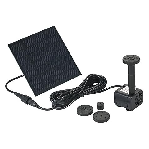 Decdeal Solar Powered Water Pump Solar Pond Pump Upgraded Submersible Fountain Pump for Bird Bath 170L/H Cover