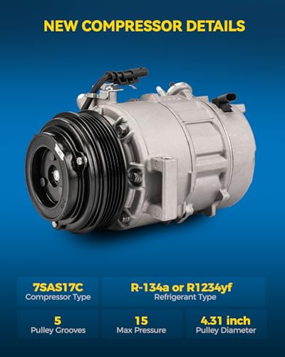 Image of PHILTOP 168361 NEW Air Conditioner AC Compressor with Clutch Compatible with 2016 2017 2018 2019 2020 2021 2022 Chevy Malibu 1.5L, Air Conditioning Compressor