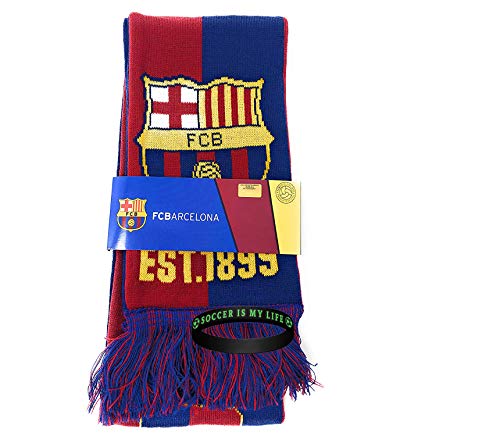 ICON SPORTS Barcelona Messi 10 Scarf Official New Season 2020 2021 and Bracelet Team Color Gift Set (Barcelona Scarf 1)