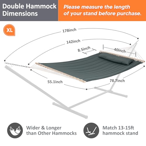 Image of SUNCREAT Extra Large Outdoor Portable Hammock, Gray Green