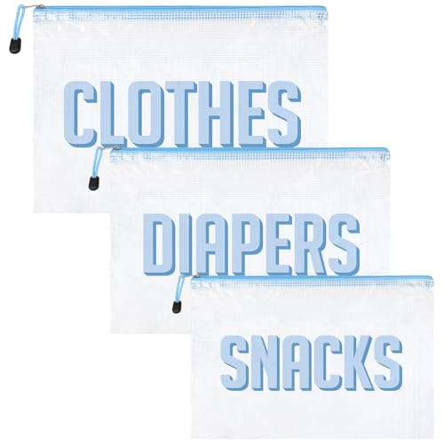 Image of KUIRAN 3pcs Hospital Bag Organizing Pouches for Labor and Delivery, Maternity Essentials Diaper Bag Organizer for Mom Travel - Blue/White