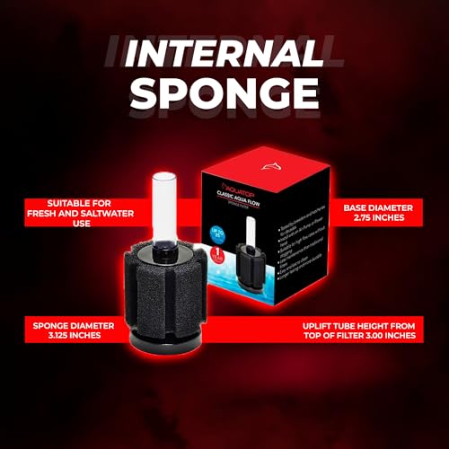 Image of Aquatop Internal Sponge Filter for Aquariums - Suitable for Tanks Up to 25 Gallons, Freshwater and Saltwater Use, Compatible with Air Pumps or Powerheads