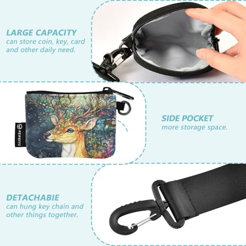 Mysterious Brown Deer Women's Card Cases Change Holder Slim Detachable Money Organizers with Wristlet Strap for Women 2 Packs de Mujer para tarjetas3
