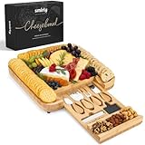 SMIRLY Charcuterie Boards Set - Large Bamboo Cheese Board Set - House Warming Gifts New Home, Wedding Gift for Couple, Bridal Shower Gift, Birthday Gifts for Women