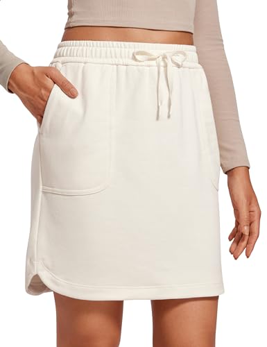 CRZ YOGA Comfy Cotton Sweat Skirts for Women 17'' Linerless Casual
