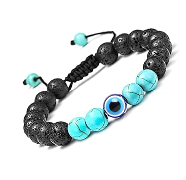 AMAZON - Western Turquoise Jewelry for Women/Teen Girls,Evil Eye Beaded Bracelet,Crystal Rosary Bracelets Blue Tigers Eye Beads/Lava Beads/Turquoise Beaded Bracelets for Men/Women