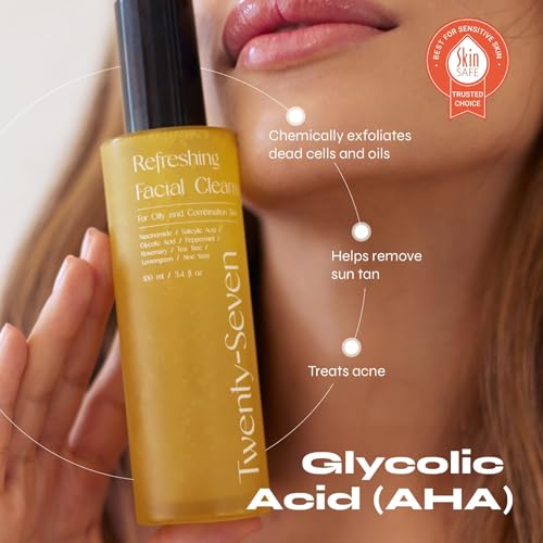 Image of Refreshing Facial Cleanser with Niacinamide, Glycolic Acid (AHA) and Salicylic Acid (BHA)| Reduces Excess Oil & Unclogs Pores | Hydrating, Refreshing & Brightening | For Oily to Combination Skin | For Women and Men