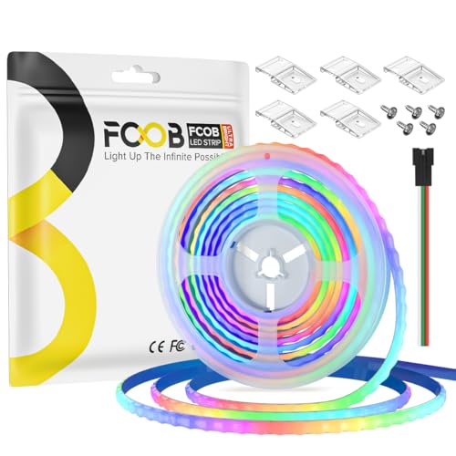 Image of WS2812B Addressable LED Strip 16.4ft 160LEDs /m High Density 5V RGB Individual Lighting 800 ICS Flexible 5mm COB Uniform Light for Bedroom Car Decor | No Controller /Adapter