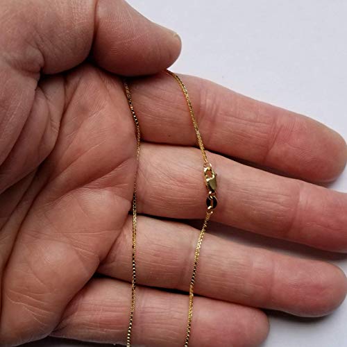 Jewelstop 10K Solid Yellow Gold 1 Mm Box Chain Necklace, Lobster Claw Clasp - 20 Inches, 3Gr. #TOP4