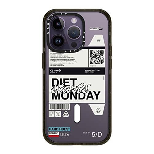 CASETiFY �C���p�N�g iPhone 14 Pro �P�[�X [MIL�K�i���� (4x MIL-STD-810G)/2.5m����̗����������N���A/MagSafe �ɑΉ�] - Diet Starts Monday - �O���b�V�[ �u���b�N