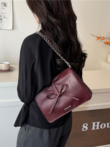 Women's Bowknot Flap Shoulder Handbags Top Handle Square Underarm Bags Elegant Purse4