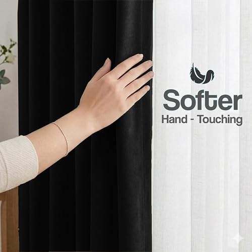 Image of FRESH FROM LOOM Premium 5 ft Window Curtains for Slider Track | Non-Ring Curtains | S-Wave Pleat | | Non-Ring Curtains | S-Wave Pleat | Parda | Blackout Parde | (Black | 5 Feet Long, 1pc Only)