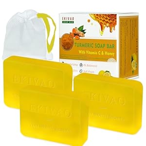 3Packs Best Turmeric Soap Bar, Organic Tumeric Soap for Face and Body, Honey Lemon Turmeric bar Soap with Vitamin C, E, CitrusTurmeric Soap Face Wash for Smoothing, Moisturizing skin