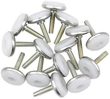 16 PCS M8 x 25 mm Adjustable Screw On Furniture Glide Leveling Feet Thread Size White