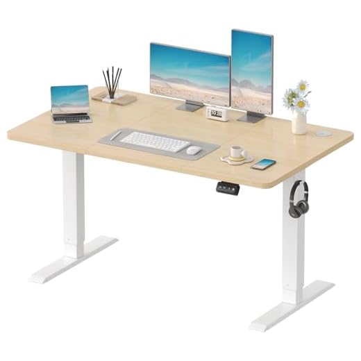 Devoko Electric Standing Desk 120x60cm Sit Stand Table Height Adjustable Desk with Backpack Hook and Memory Smart Pannel, Home Office Desk with Splice Board, White 27 Devoko Electric Standing Desk 120x60cm Sit Stand Table Height Adjustable Desk with Backpack Hook and Memory Smart Pannel, Home Office with Splice Board, Beige