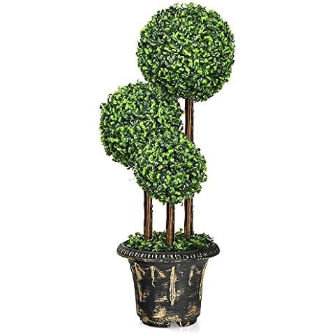 COSTWAY Plante Artificiel Arbuste avec Feuilles à l'aspect Authentique 90 CM Fausse Plante Cover