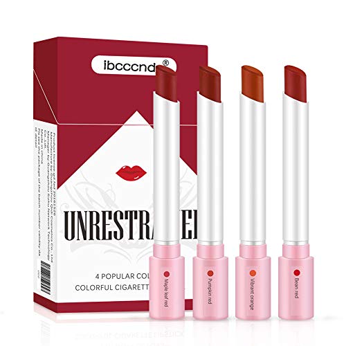 Cigarette Lipstick,Creative Matte Cigarette Lipstick Set,4 Colors Velvet Matte Long Lasting Waterproof Makeup Lipstick Fog Surface Sexy Lipstick Moisturizer Smooth Lip Stick