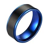 Anzahl: 1 Stück. Livecitys Fingerschmuck Bandring, modisch, Herren, zweifarbig, Edelstahl, Fingerschmuck, Geburtstagsgeschenk, Schwarz + Blau, 12 Stück