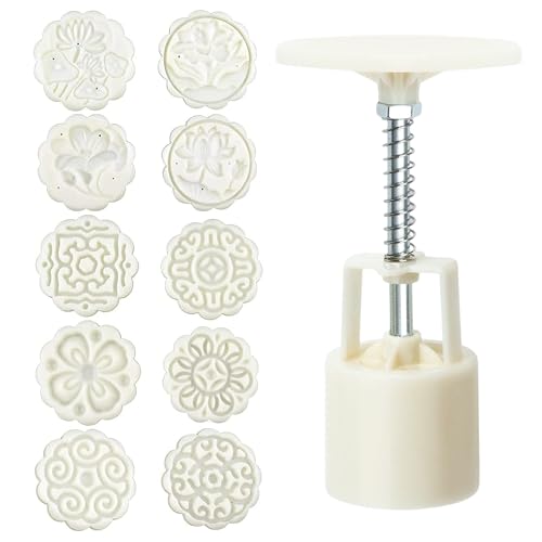 YUESIKJ 12 Stück Mondkuchen Form Set Home Made Ø ca. 4.5 cm Blume 3D Mooncake Form Keksstempel für Kekse Dessert Backen
