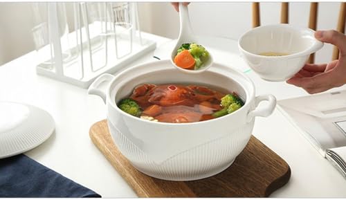 GFHVDC Ceramic Soup Tureen with Lid and Ladle, Ceramic Soup Tureen with Glass Lid Porcelain Serving Tureen Soup for Restaurant Home Kitchen Decoration Cute Ceramic,3000ML