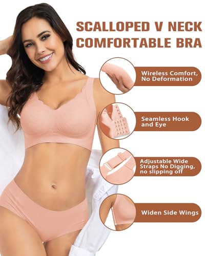 Image of Wireless Support Bra Full Coverage Padded Push Up Anti Sagging Comfortable Seamless Lace Bras No Underwire