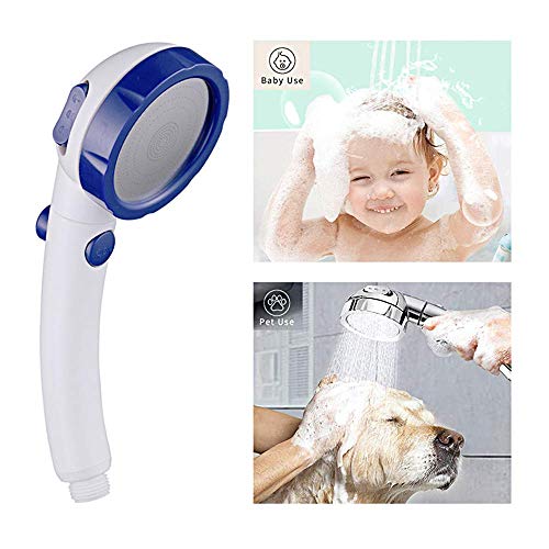 Kaiying Shower Head With On/Off Pause Switch 3 Spray Modes Water Saving, (H:shower Head (White & Blue)+Bracket+Hose) & Shower Arm Diverter Valve For Handheld Showerhead And Fixed Spray Head, Chrome #TOP3