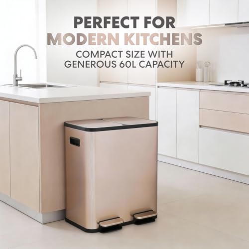 Caneca de basura rectangular dual 60L con pedal y tapa suave miniatura 7