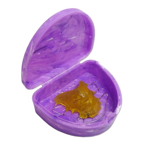 Schlanke kieferorthopädische Zahnarzttasche – Marmorfarben für Retainer, Bleichschalen, Zahnersatz und mehr (lila Marmor)