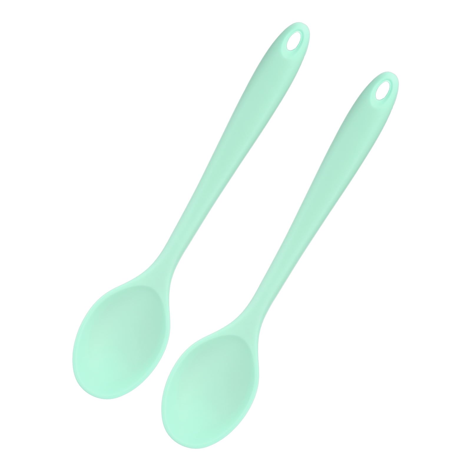 M METERXITY 2-Pack Silicone Spoons for Cooking,10.6" Mixing Nonstick Heat-Resistant Serving Spoons Solid Utensils Spoons for Kitchen/Cooking/Baking/Stirring Mixing Tools [Green]
