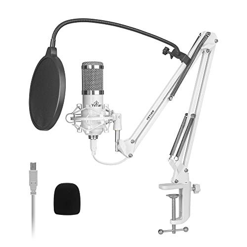 YEYIAN Agile Condenser Cardioid USB Microphone 24Bit/192KHZ Plug & Play PC Computer Metal Mic Boom Arm, Shock Mount Kit Recording, Gaming, Podcast, Voice Over, Streaming, Home Studio, YouTube