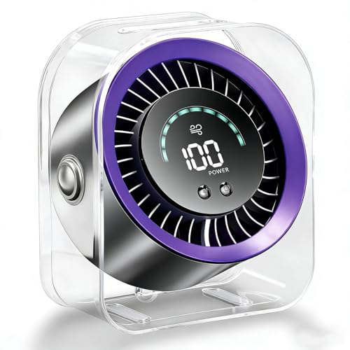 FOWSEEK Rechargeable Desk Fan Small Quiet 4000mAh Portable USB Table Fan with 100 Speeds 360 Adjustable LED Display Desktop Personal Cooling Fans for Bedroom Camping Office Travel - Purple