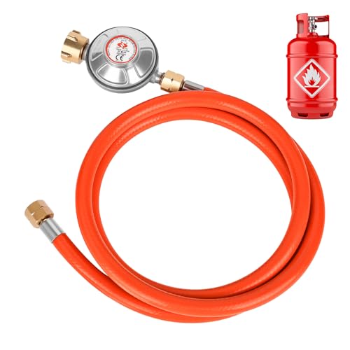 Rzspher Régulateur de pression de gaz 50 mbar, tuyau de gaz de 150 cm, filetage extérieur 1/4