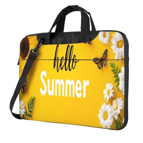 Funda portátil 15.6 acolchada amarilla con cremallera y diseño de mariposas