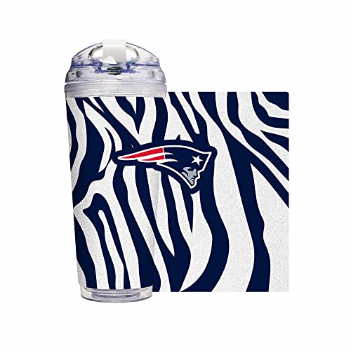 Image of Rico Industries NFL Football Glitter 24oz Acrylic Glitter Tumbler with Hinged Lid, Officially Licensed Double Wall Tumbler with Straw