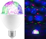 Automatische Rotation beim Einschalten des Lichts: integrierter Motor • 3 extrahelle Farb-LEDs (rot, grün, blau): stets neue Farbkombinationen durch Lichtbrechung • Leistung: 3x 1 W • Einfach einschrauben: Fassung E27