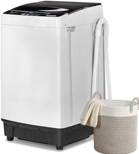 Winado 2 in 1 Full Automatic Washing Machine, 15.6Lbs Top Load Portable Washer with Drain Pump, 10 Wash Programs 8 Water Level Washer and Dryer Combo, for Apartments, RV, Camping