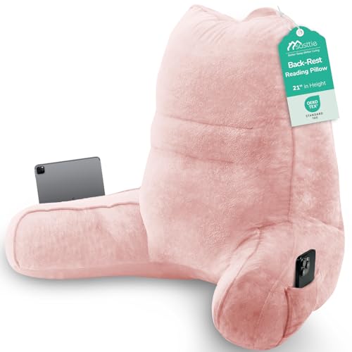 Image of Sasttie Reading Pillow for Bed, Back Pillow for Sitting Up, Peach Pink