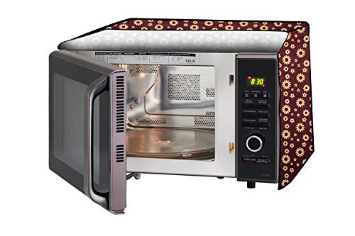 Image of Stylista Microwave Oven Cover for Panasonic 20 L Convection NN-CT254BFDG Floral Pattern Coffee