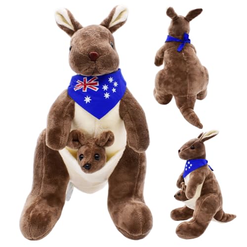 JynxtoyZeal Peluche Esponjoso Canguro, Animales de Peluche, Kangaroo de Peluche, Juguetes de Canguro para Madres e Hijos, Kangaroo de Juguete