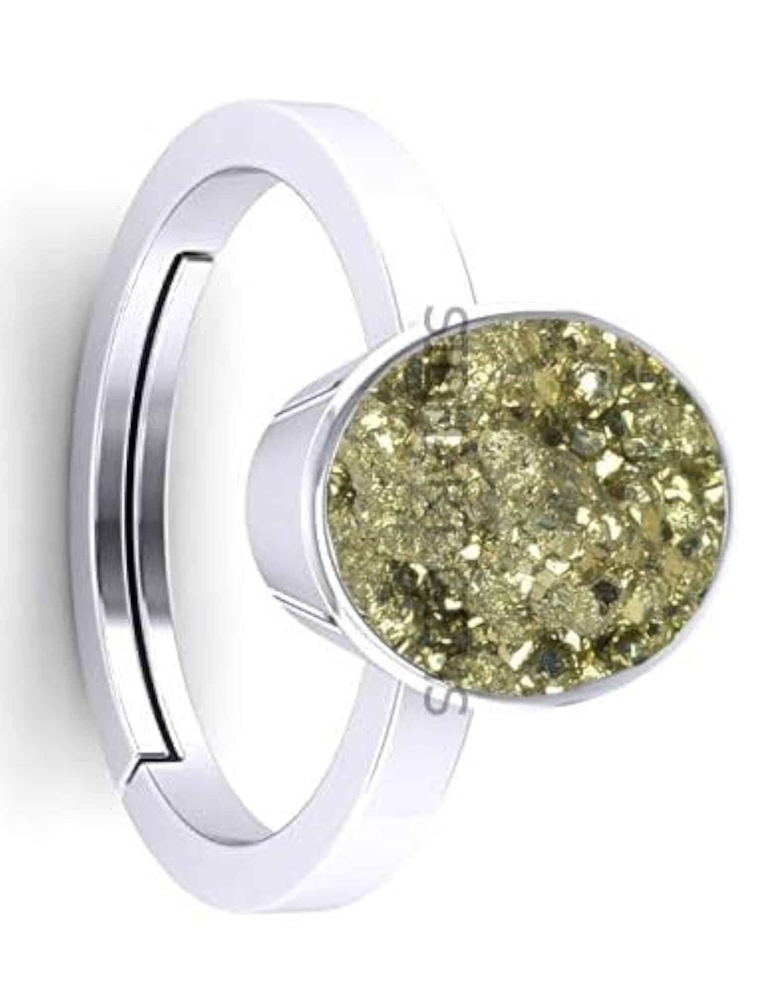 Unisex 9.25 Ratti Natural Pyrite Adjustable Silver Plated Ring