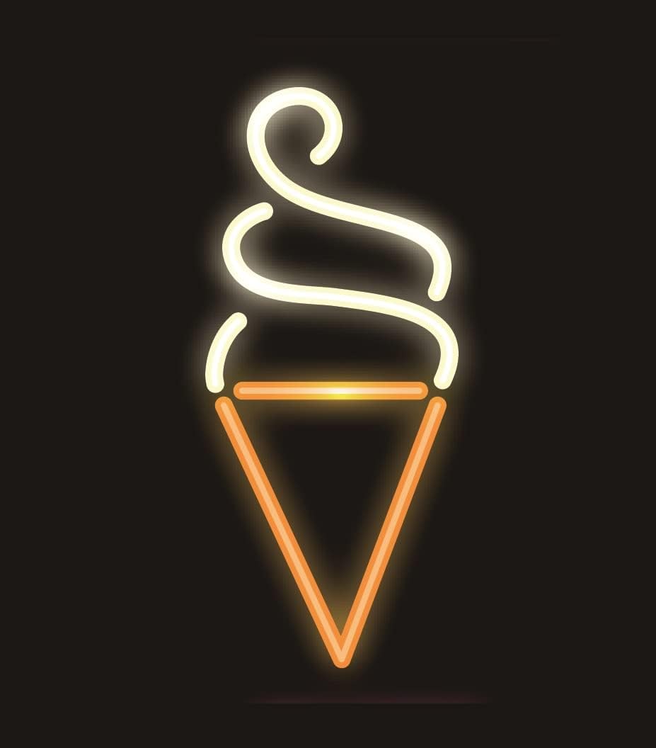 and Décor Designer Neon LED Signage Wall Light Hanging Decoration for Kids Room, Living Special Occasion Holidays 12V Power Supply - Ice Cream (LED Icream_2 12 x 5.5)