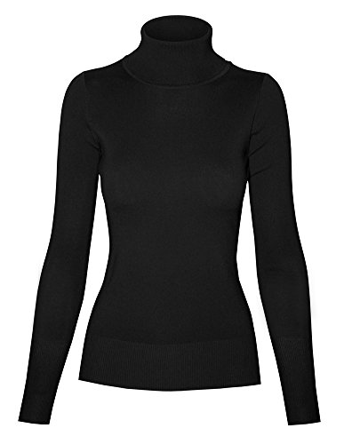 Womens Solid Basic Stretch Turtleneck Pullover Knit Sweater2