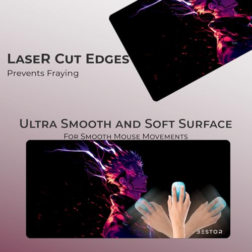 Image of BESTOR Anime Design Gaming Mouse pad with Anti-fray Stitching, Waterproof Surface & Non-Slip Rubber Base Gaming Mouse Mat for Laptop (60cmx34cm)