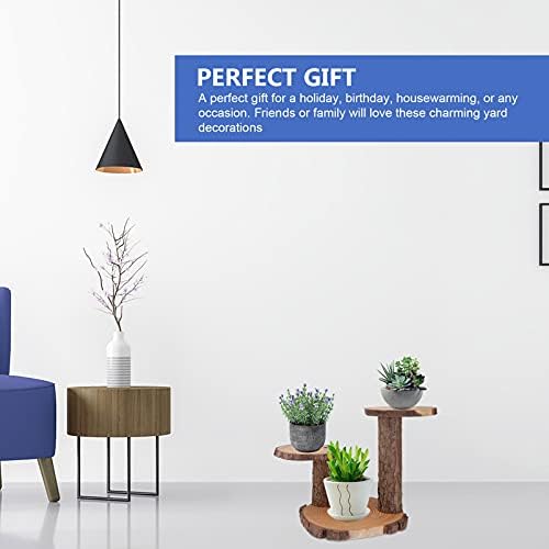 Housoutil Wooden Cupcake Stand 3- Tier Tree Bark Server for Cheeses Meats Crackers Round Plant Stand Cake Display Dessert Riser Candle Holder Wedding Centerpiece Decor (23X21X18cm)
