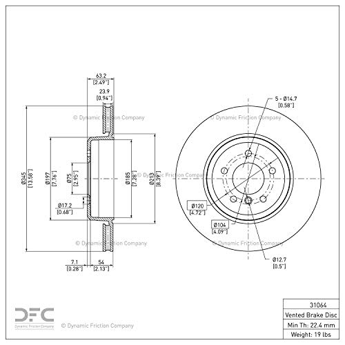 Image of Dynamic Friction Company Rear Brake Rotor Fits 2004-2005 BMW 545i | 645Ci; 2006-2010 BMW 550i, 650i; 2008-2010 BMW 535i| GEOSPEC Disc Brake Rotors