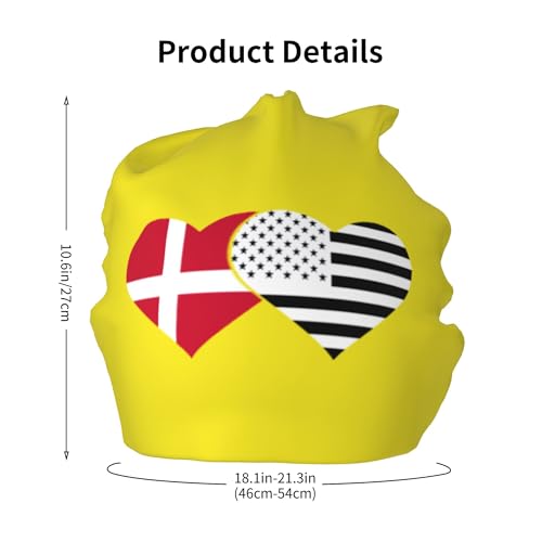 Danish Flag and American Flag Children Hip Hop Knitted Hat Kids Elastic Leisure Knit Cap Warm Sleep Beanies Black2