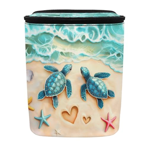 Image of KEIAHUAN Beach Theme Sea Turtle Hanging Car Trach Can for Back Seat Automotive Garbage Container Bin Large Capacity Portable Grocery Organizer Bag with Lid for Snacks, Drinks, and widget